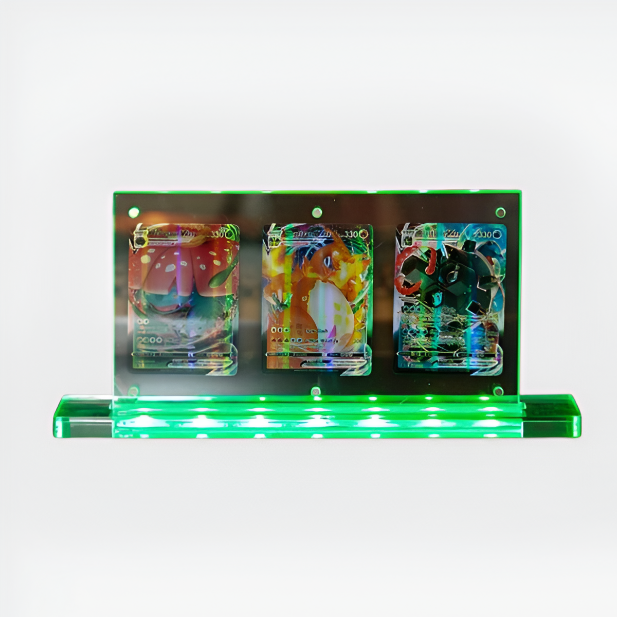 Cadre LED en acrylique pour 3 cartes – Transparent 35PT, compatible TCG, sport et Comiccards