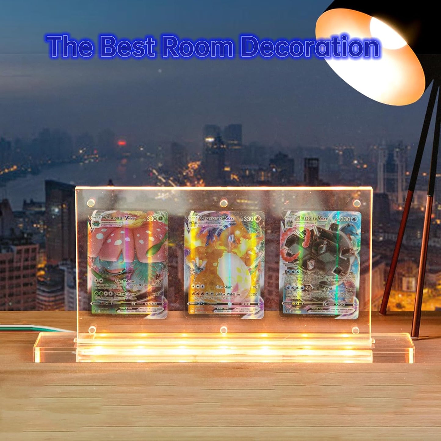 Acrylic Trading Card Frame with LED Light, Transparent 35PT Card Display Stand, Clear TCG Triple Cards Frames for Standard Cards,Comiccards, Sports Cards
