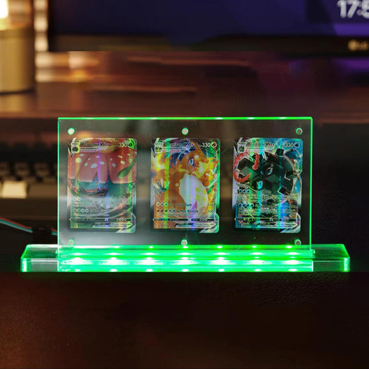 Acrylic Trading Card Frame with LED Light, Transparent 35PT Card Display Stand, Clear TCG Triple Cards Frames for Standard Cards,Comiccards, Sports Cards