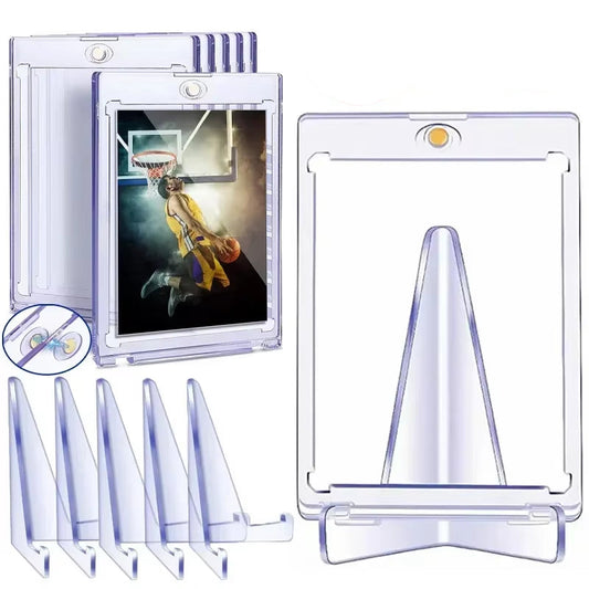 10-1PCS Magnetic Cards Holder for Trading Card Support Set Arcylic Triangle Card Display Stand Waterproof Transparent Protector