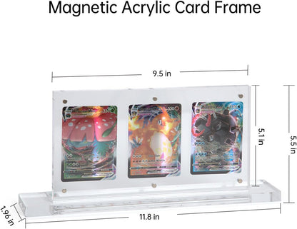 Acrylic Trading Card Frame with LED Light, Transparent 35PT Card Display Stand, Clear TCG Triple Cards Frames for Standard Cards,Comiccards, Sports Cards