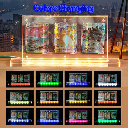 Acrylic Trading Card Frame with LED Light, Transparent 35PT Card Display Stand, Clear TCG Triple Cards Frames for Standard Cards,Comiccards, Sports Cards