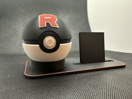 Porte-Cartes Et Présentoir Pokeball Inspiré De Team Rocket (Carte Non Incluse)