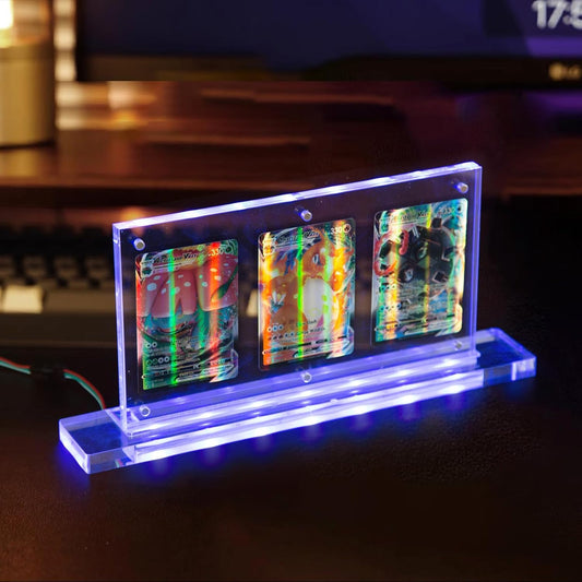 Acrylic Trading Card Frame with LED Light, Transparent 35PT Card Display Stand, Clear TCG Triple Cards Frames for Standard Cards,Comiccards, Sports Cards