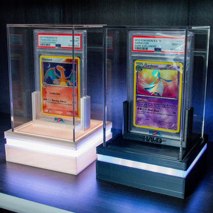 Graded Card Display Case | Stand Fits Collectible PSA, BGS, CGC, and Standard Top-Loaders Cards | Features App & Remote Controlled Leds.