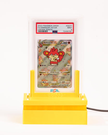 Graded Card Display Case | Stand Fits Collectible PSA, BGS, CGC, and Standard Top-Loaders Cards | Features App & Remote Controlled Leds.