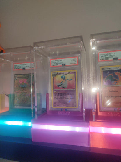 Graded Card Display Case | Stand Fits Collectible PSA, BGS, CGC, and Standard Top-Loaders Cards | Features App & Remote Controlled Leds.